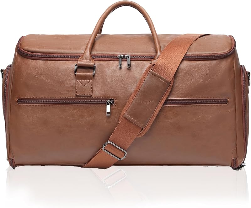 Garment Bag with Shoe Pouch Carry On Convertible Travel Duffel Bag for Men Women, 2 in 1 Hanging Suitcase Suit Business Travel Bag, Brown