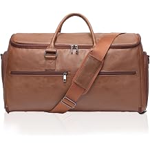 seyfocnia Garment Bag with Shoe Pouch Carry On Convertible Travel Duffel Bag for Men Women, 2 in 1 Hanging Suitcase Suit Business Travel Bag, Brown