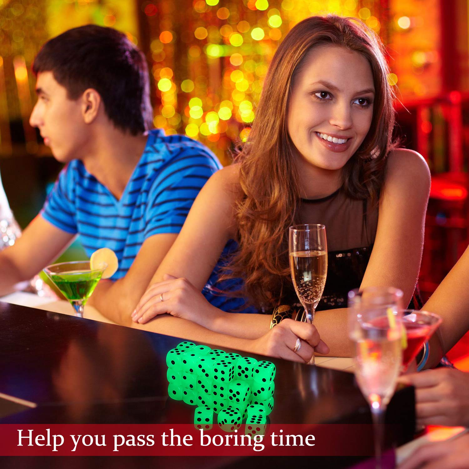 36 Pieces Glow in The Dark Dice Set, Luminous Dice 6 Sided with Black Velvet Pouches for Board Games, Activity Casino Theme Party Favors - Image 5