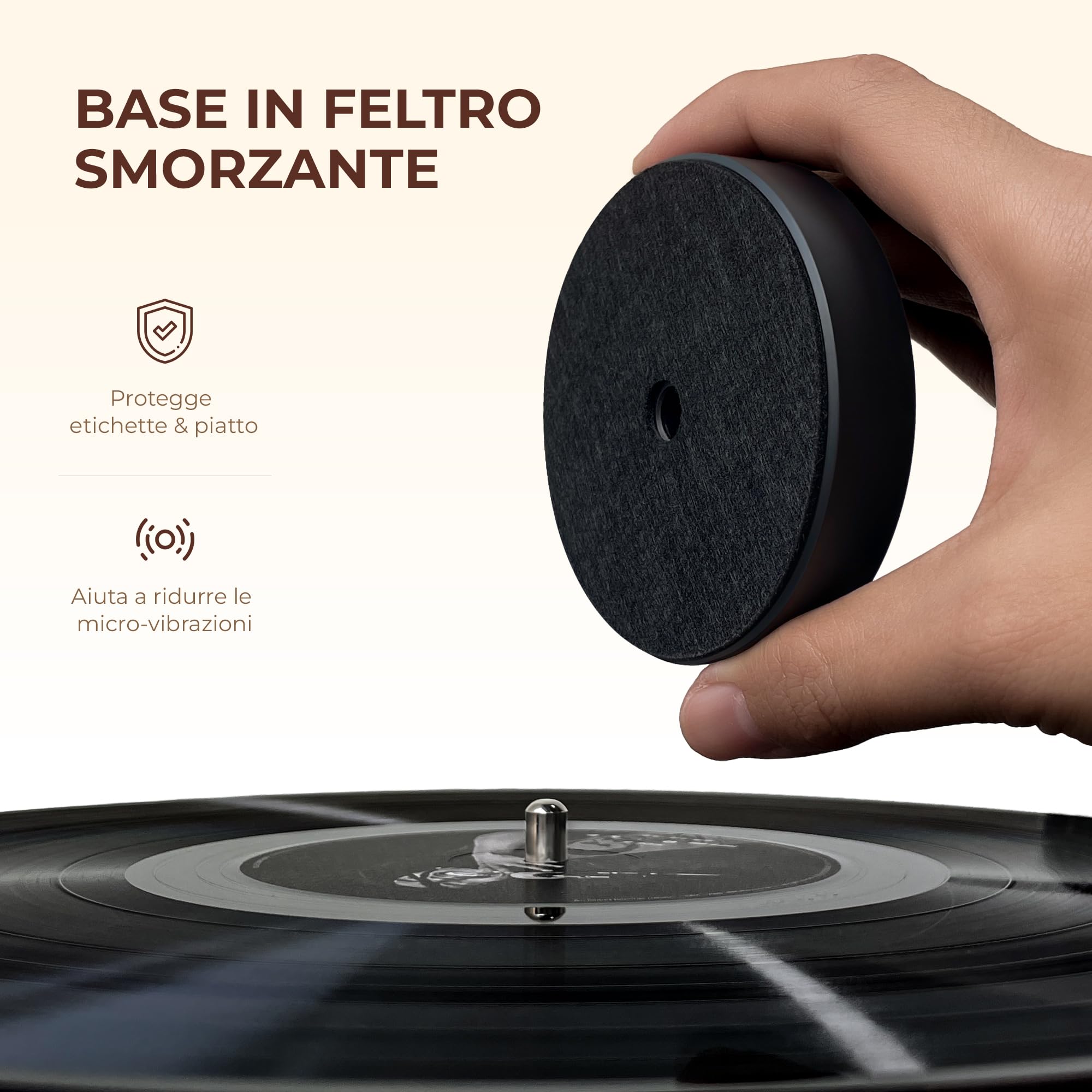 QLEARSOUL Peso per vinile 200 g（±5 g） per giradischi – Peso equilibrato in alluminio con base in feltro, riduce le vibrazioni e migliora la stabilità del disco