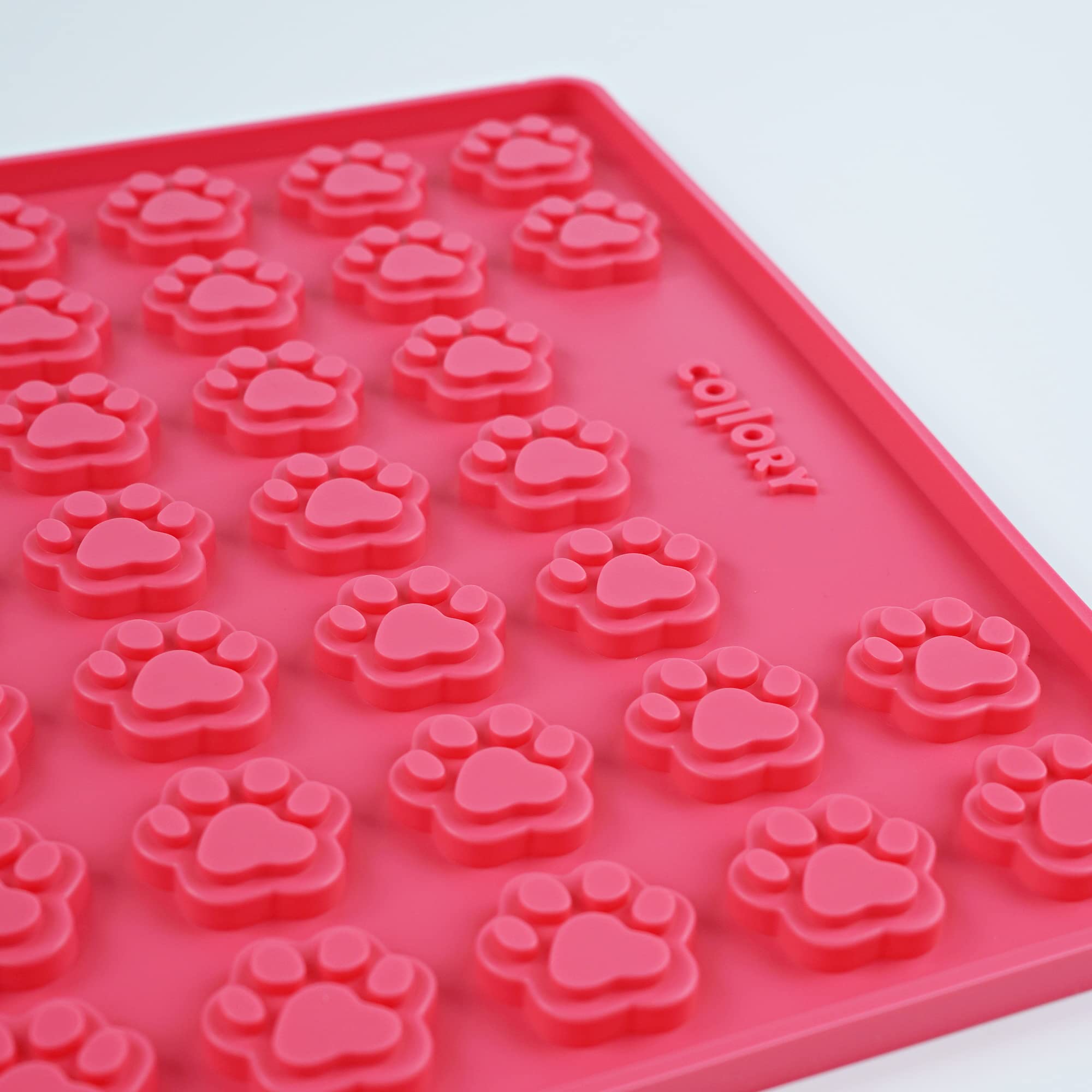 Collory Alfombrilla de silicona con forma de patas medianas (3 cm), diseño de huellas de perros, molde para galletas y golosinas para perros, molde