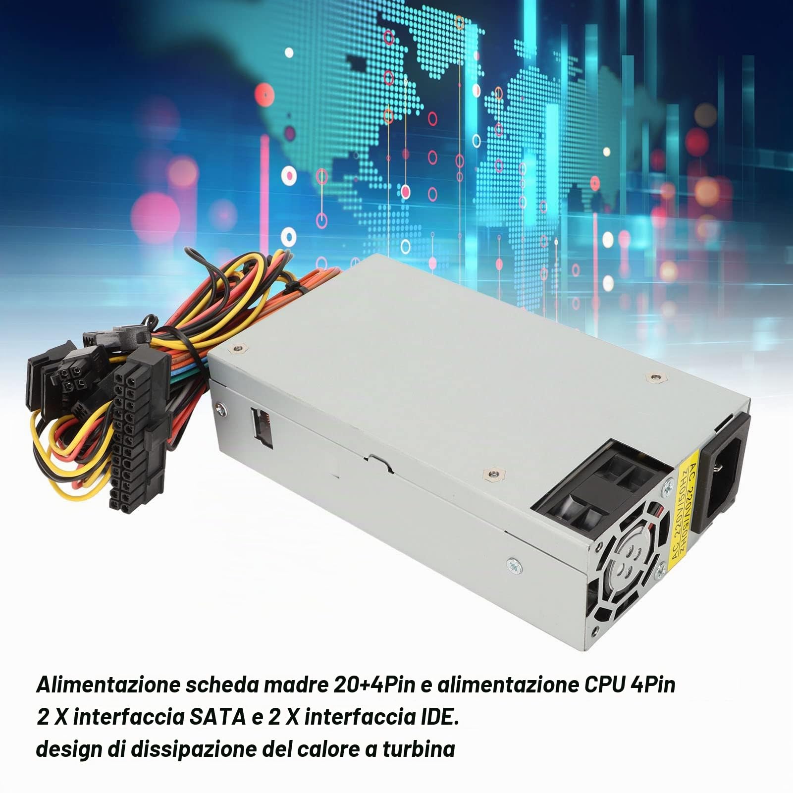 unità di Alimentazione 270W 1U, Alimentazione Multifunzione in Metallo a Forte Dissipazione del Calore 60LE per PC, Server, Registratori di Cassa, Router, Telaio ITX