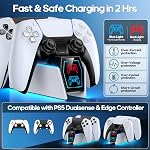 PS5 Controller Charger Compatible with PlayStation 5 Edge & Dual Controller, Tokluck PS5 Charging Dock with Charging Cable, PS5 Charger with LED Indicators, White