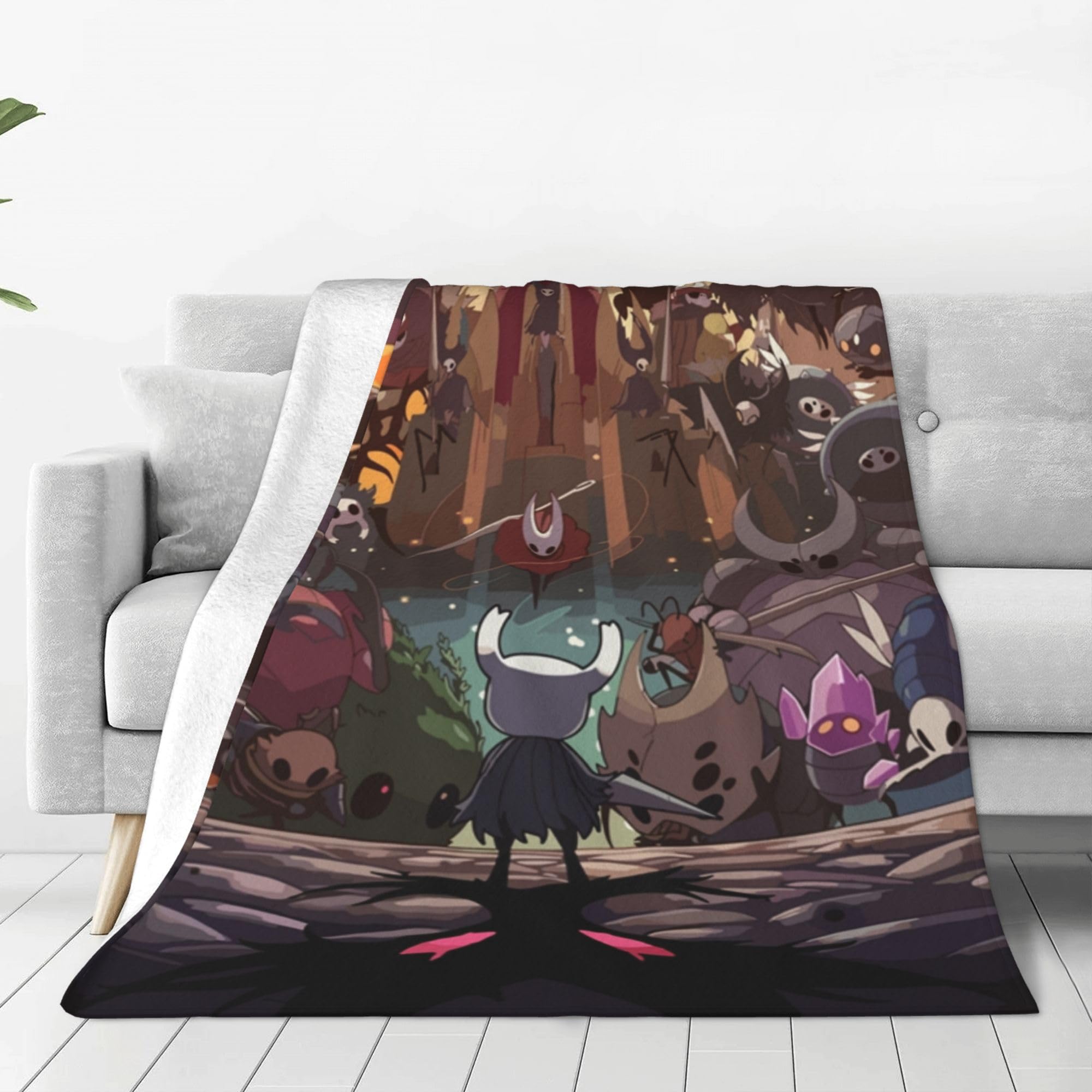 Kkarnxor Men's Black Hollow Game Knight Throw Blanket For Wo Travel Blanket Cozy Flannel Blanket Decor All Seasons Cozy Blankets 60"X50"