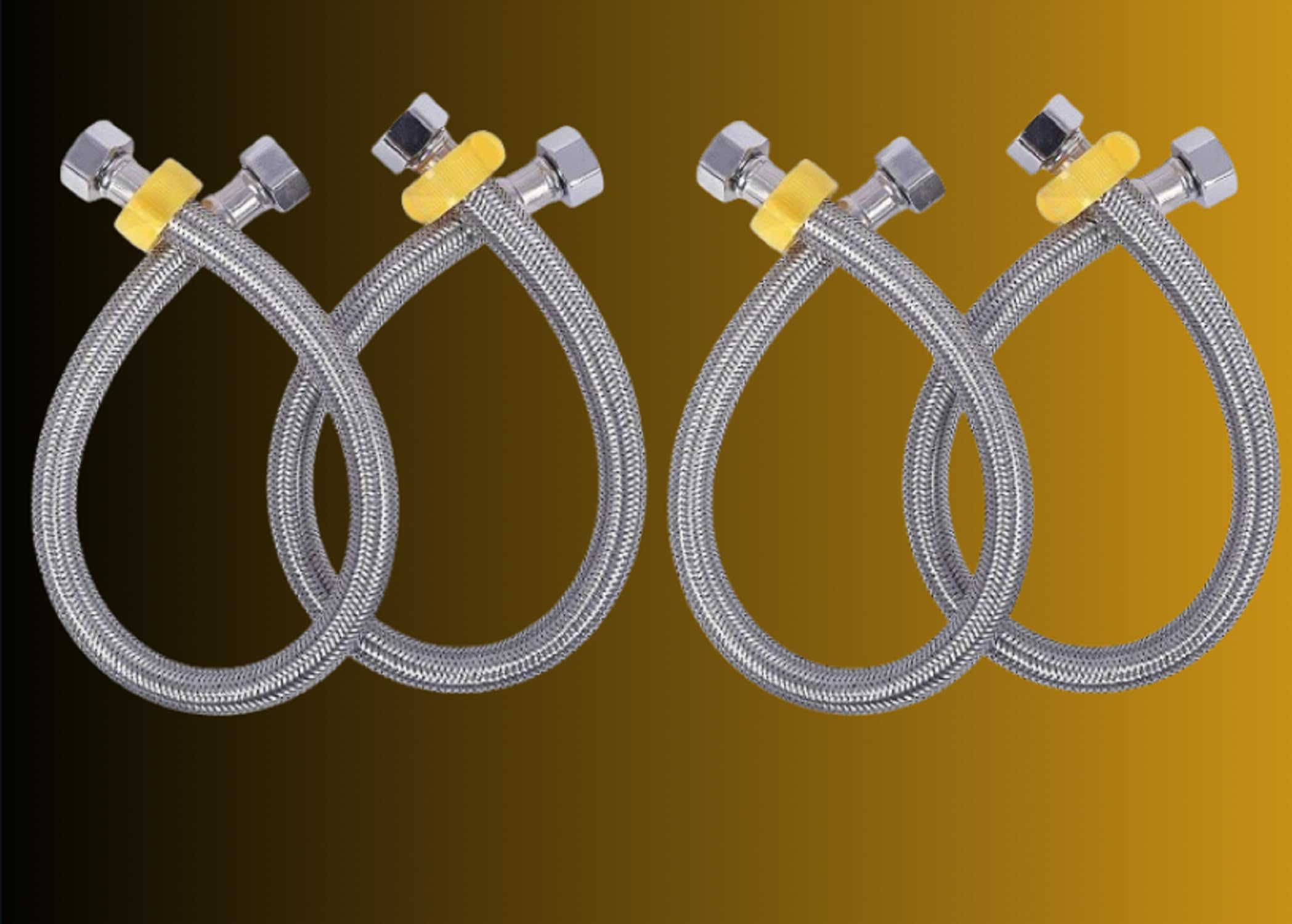 JAGGER JAG324 Heavy Stainless Steel Connection Pipe for geyser connection pipe for wash basin hose pipe (Silver, 24 Inch) - Pack of 2 (4)