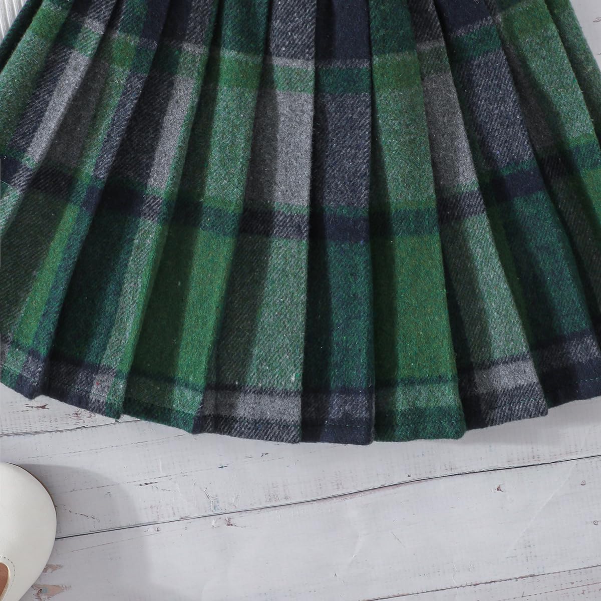 Toddler Girls Plaid Outfits Fall Winter Knit Ribbed Bow Sweatshirt Tops Pleated Skirts Set Holiday Picture Clothes - Image 8