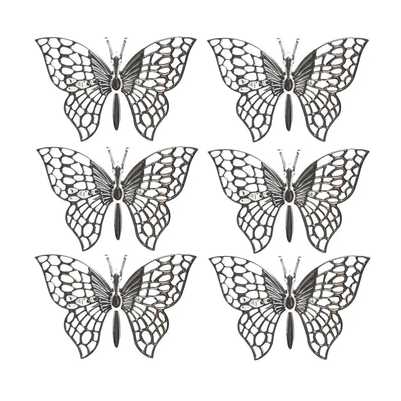 napkin rings 1/6pcs Iron Napkin Ring Gold/Rose Gold/Silver Butterfly/Hollow Hollow Butterfly Decorative Clasp(Silver-6pc butterfly)