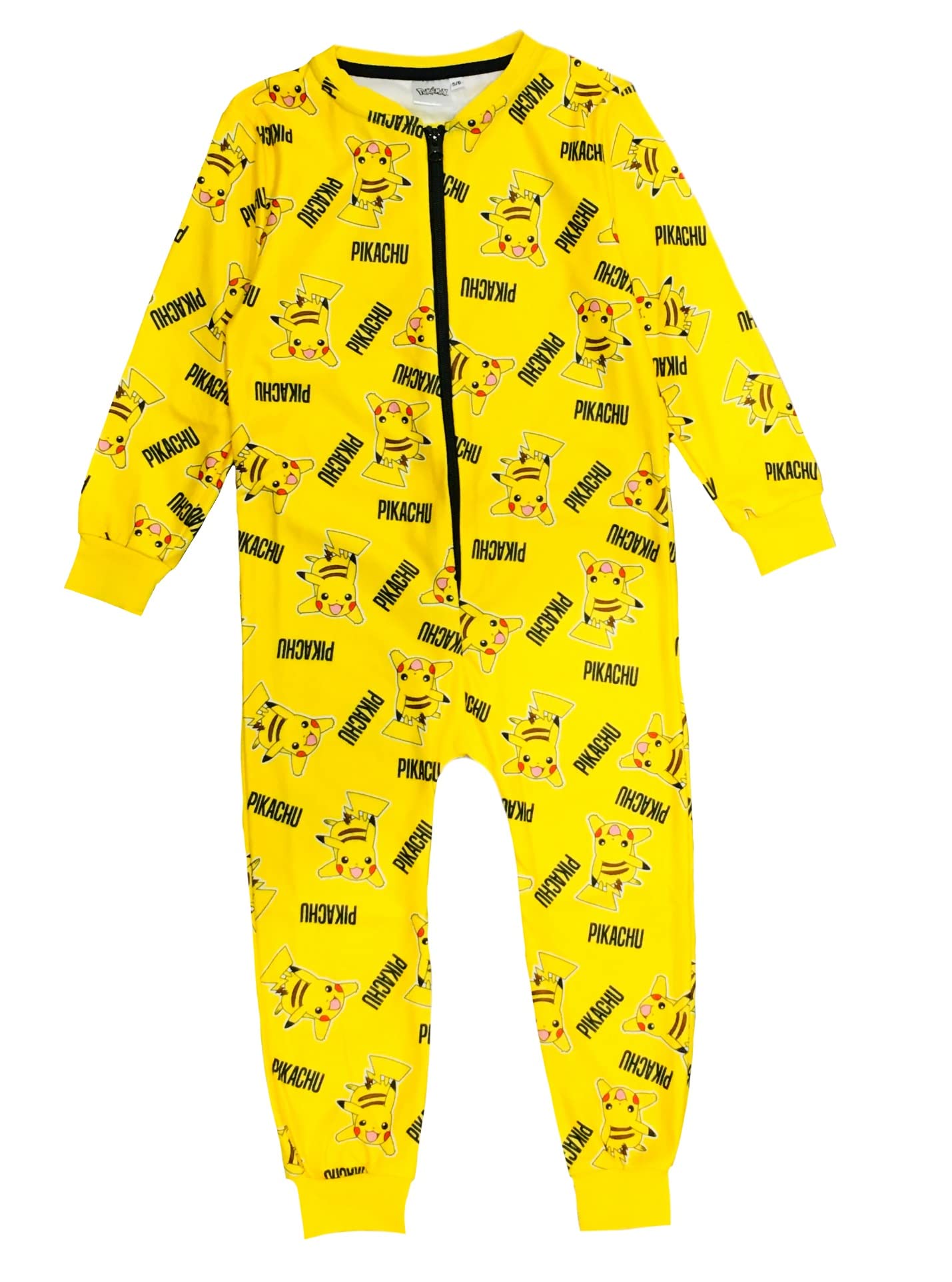 Pokémon, Boys or Girls Official Pokemon Onesie, Fleece Sleepsuit, Zip Up All In One Pyjamas for Kids, Yellow, Age 9-10 Years