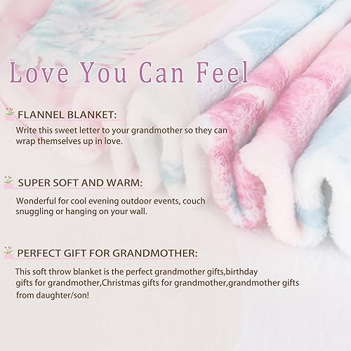 Miniatura 7 de Manta de regalo para abuela, regalos de abuela de nietos, regalos para Gigi, regalo de cumpleaños de Grammy, manta de texto "I Love You", regalo de