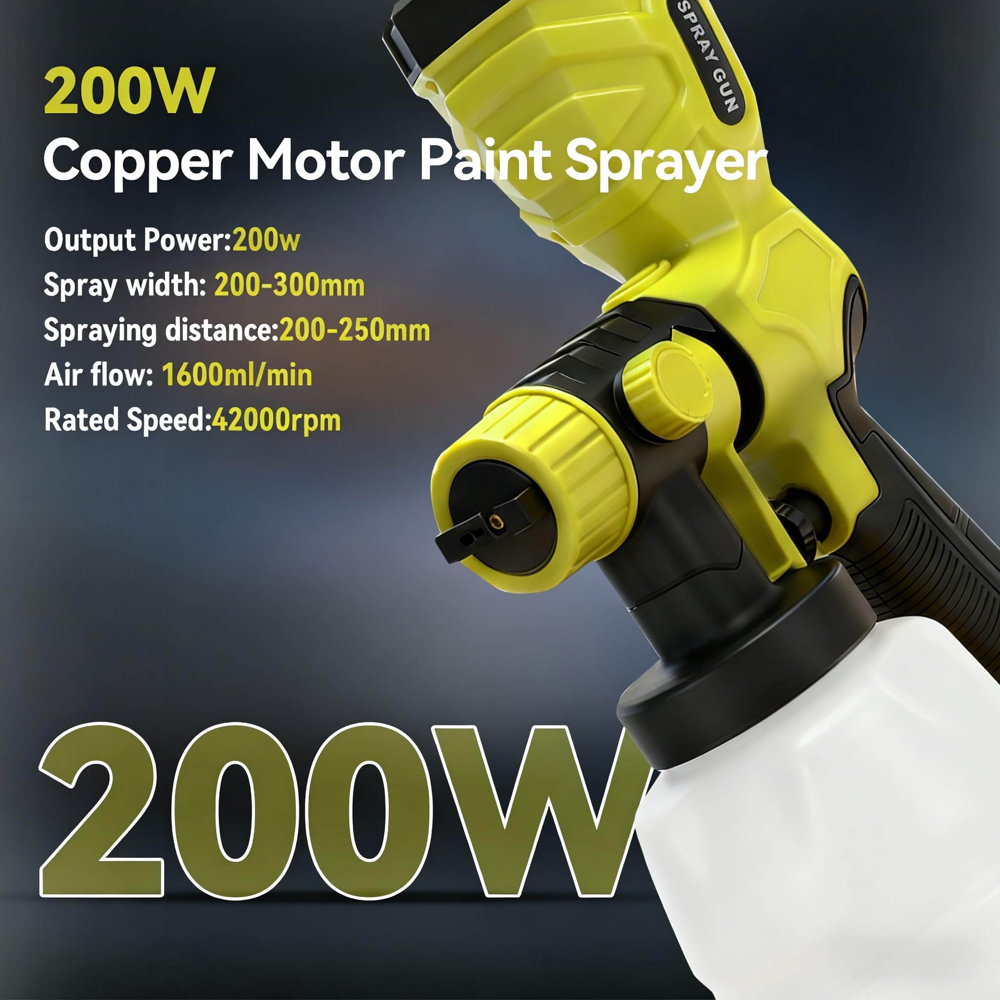 Pulverizador de pintura inalámbrico compatible con batería Ryobi de 18 V, pistola eléctrica de mano con 4 boquillas, 3 patrones de pulverización, contenedor de 1200 ml para paredes, muebles y pintura
