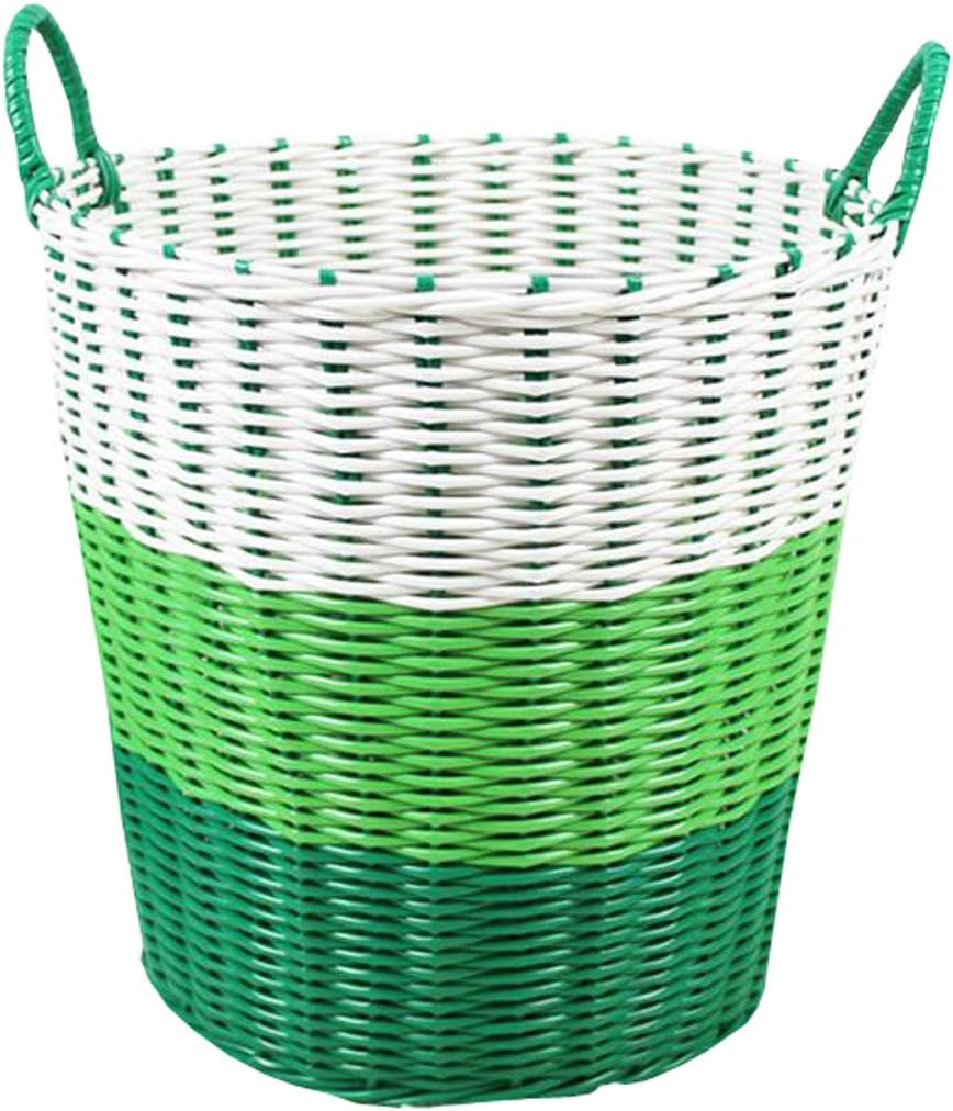 MYtodo Pastoral solid color Soft Tubes Laundry hamper Kids Toys Plastic Woven Barrels (Rainbow color)