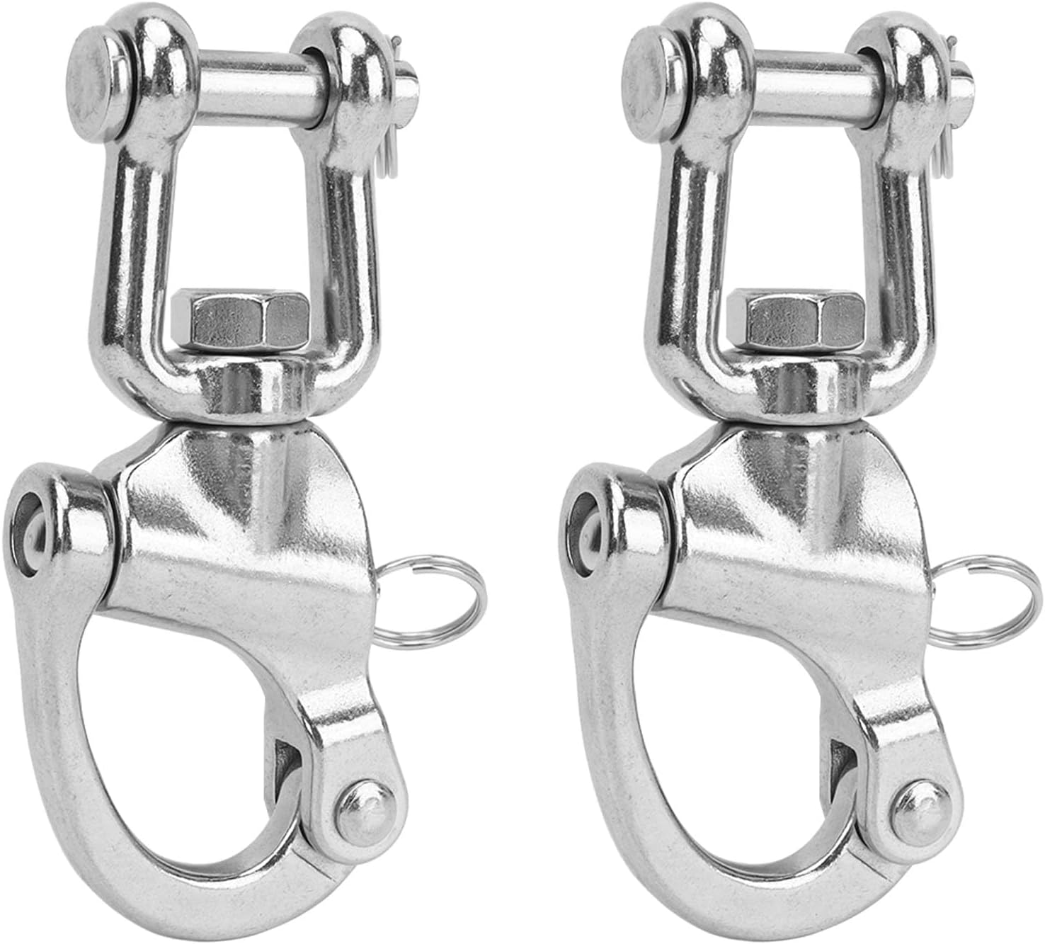 2PCS 316 Stainless Steel Snap Shackles, Quick Release High Strength with Swivel Hole, Rotating Eye for Sailboat Rigging, Halyards, Hardware and Industrial Use (128mm)
