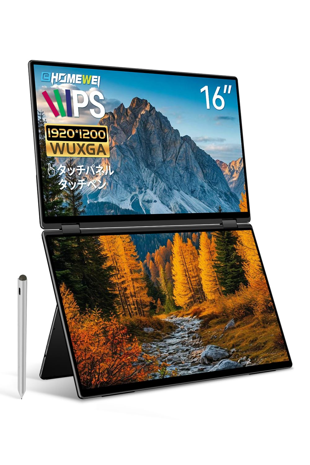 EWEI 16インチ デュアルディスプレイ 2K XQ-160PW 16インチ デュアルモニター タッチペン対応 2560x1600 60Hz XQ