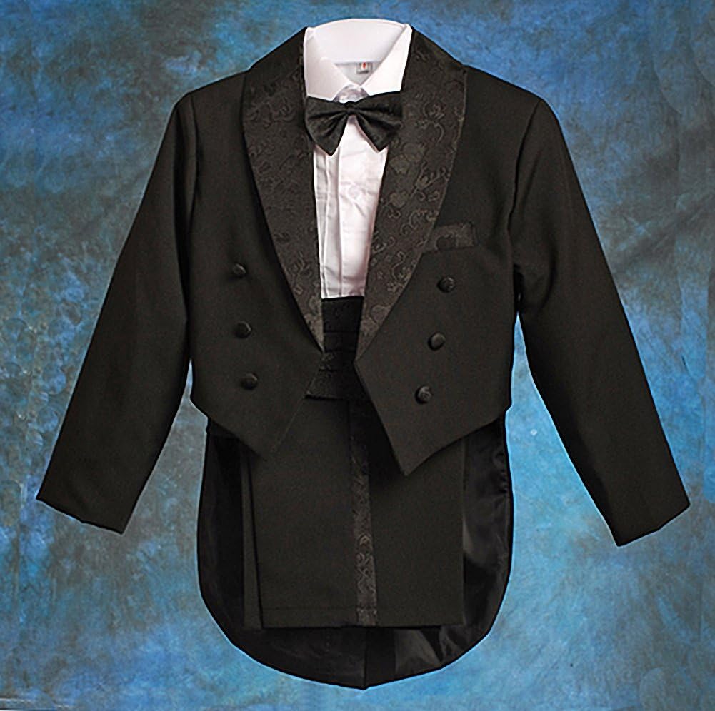 Lito Angels Boys' Classic Tuxedo with Tail Formal Suits Wedding Outfit 5 Piece Set 001 011