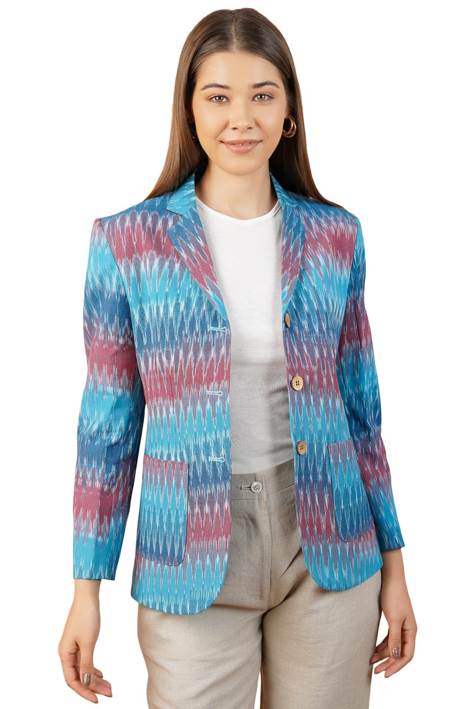 indophilia Women's Blazer Ikat Cotton Blazer-picture-52