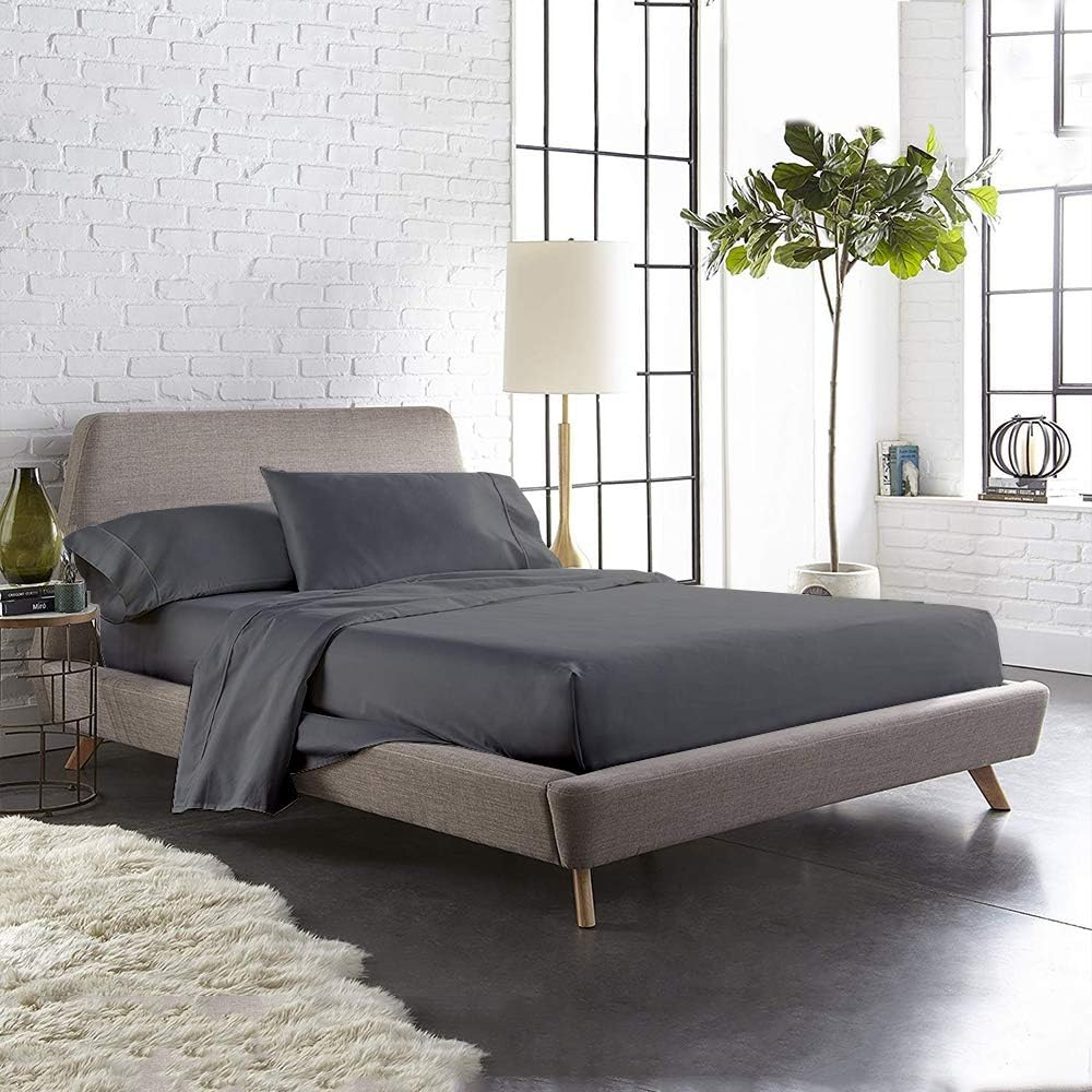 ARlinen Microfiber Sheet Set-Cal-King Size, Bed Sheet Weight-Wrinkle & Fade Resistant Brushed Microfiber Sheets with 15" Deep Bedding Sheet Sets (Cal-King Size, Dark Grey Solid)
