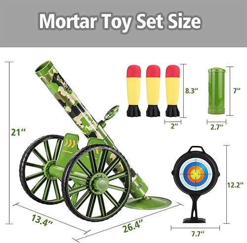 Miniatura 6 de OSQI Juego de juguetes de lanzador de mortero, neumáticos de empuje, juguetes militares, juguete de disparo, juguete táctico de persecución,