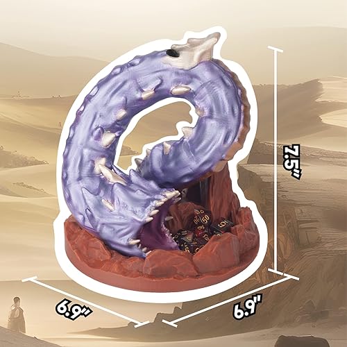 Miniatura 3 de Torre de dados de gusano morado (con 7 dados incluidos) para TRPG -DND COC D&D - Calabozos y dragones pintados a mano de mesa de juego de rol torre