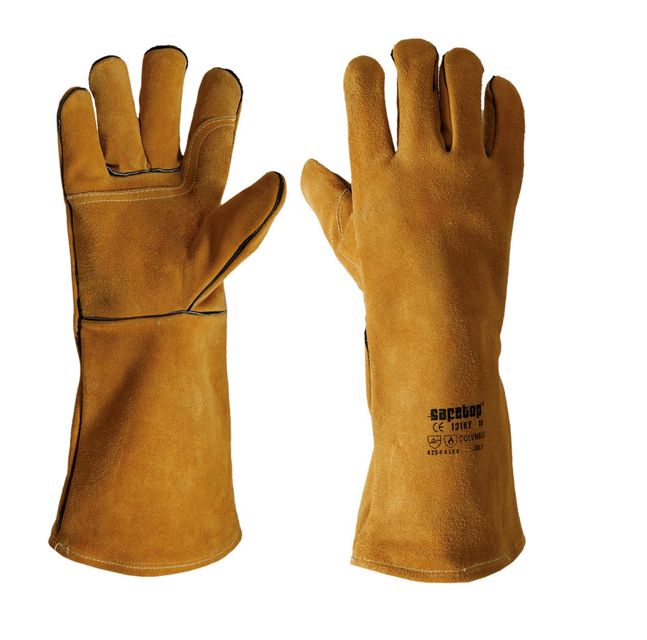 Safetop G131Ry - Columbus. guante soldador mostaza largo 40 cm forrado ref