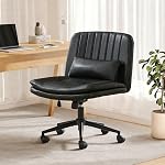 Chaise croix Criss avec roues, chaise de bureau sans bras confortable avec siège large, coussin double-épaisseur, oreiller, ordinateur pivotant réglable Vanité chaise de bureau d'accueil (bleu, avec roues)