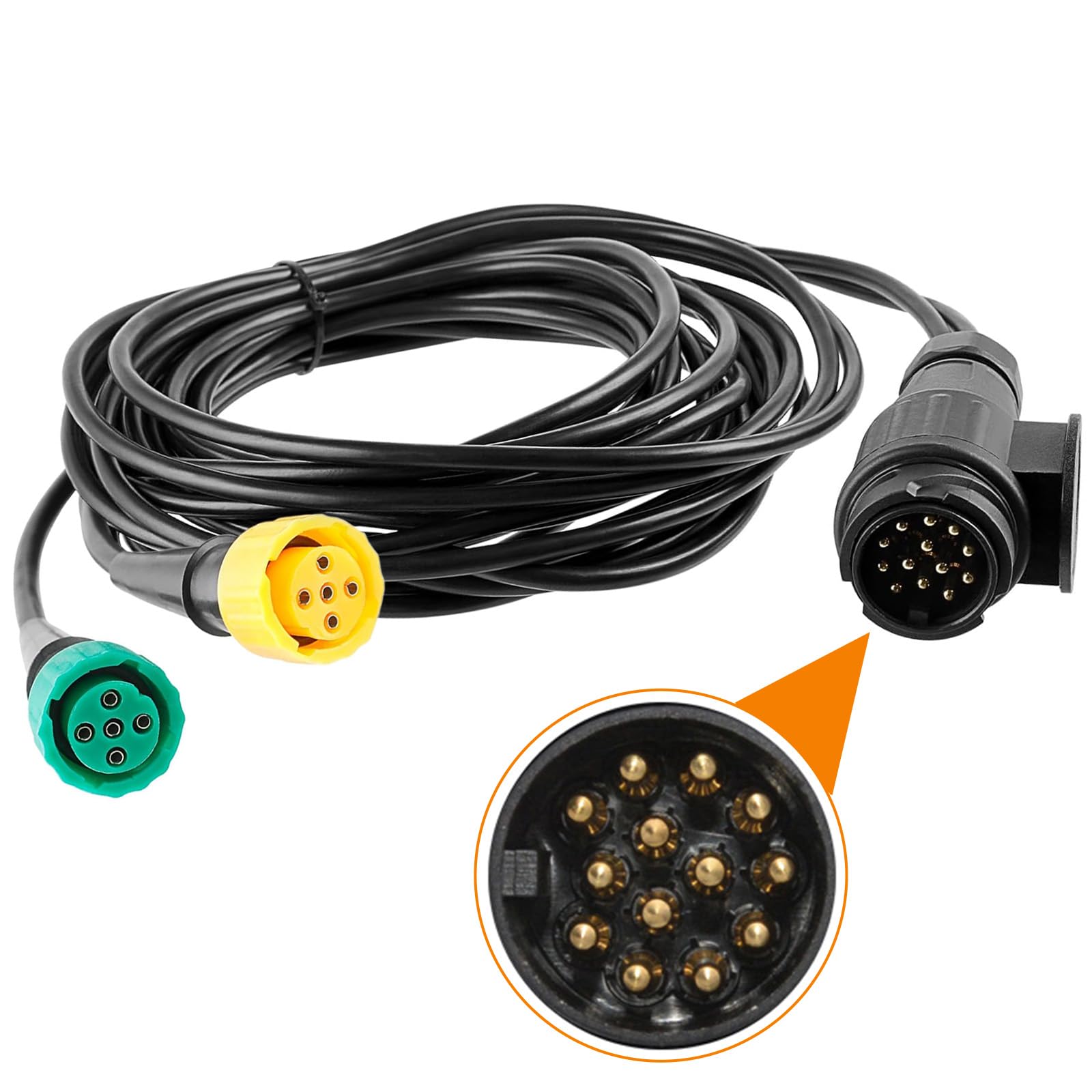 Connettore Cablaggio Spina Rimorchio 13 Poli, Cavo Rimorchio Agricolo 5M TM1007 con 2x Attacco Baionetta 5 Core, Cavi Prolunga PVC per Illuminazione Luci Posteriori, Camion, Caravan, Trattori, Auto