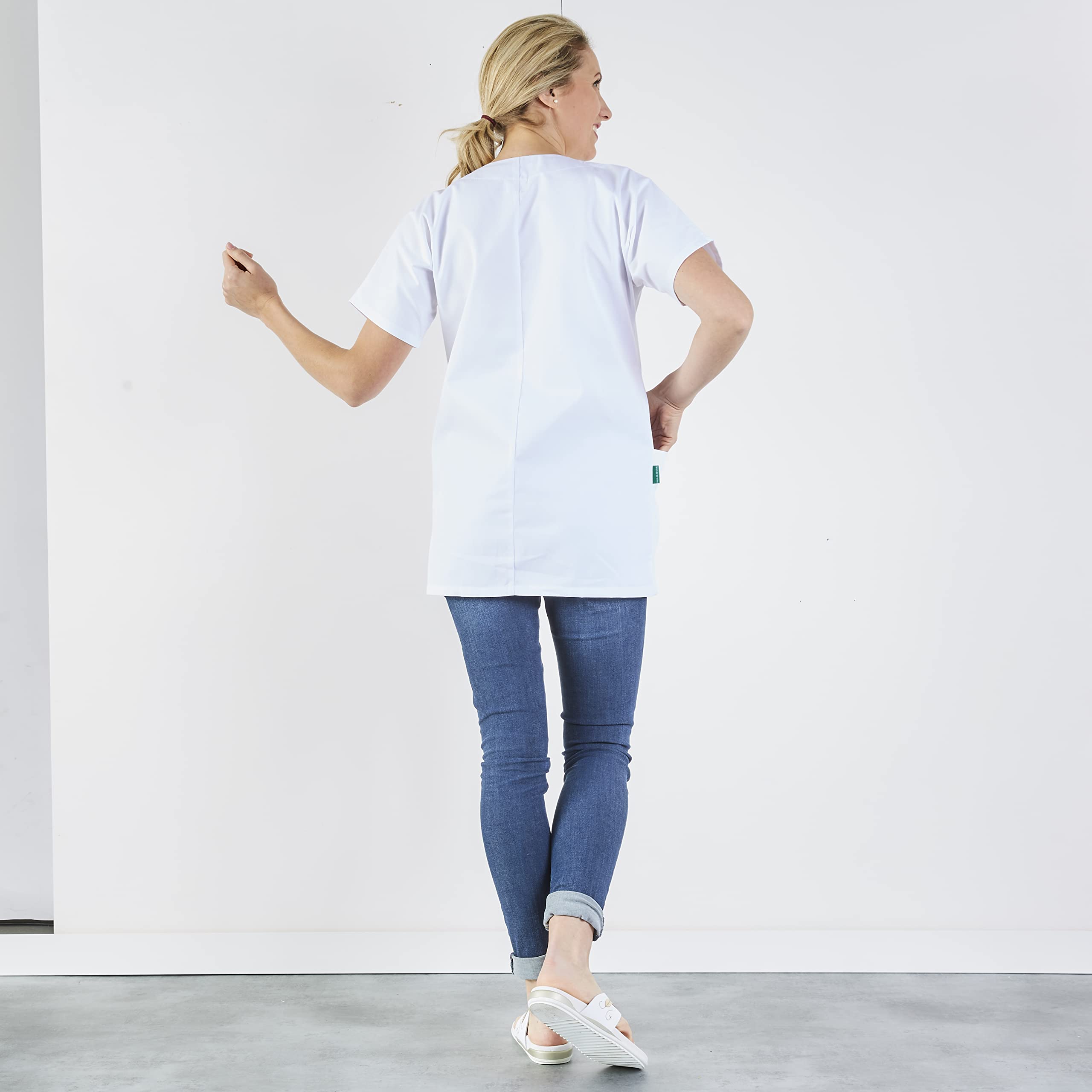 Hurry Jump Blouse medicale Femme Tunique medicale Manches Courte 3 Poches Blouse Hopital Clinique Aide Domicile Kiné Ergothérapeute Couleurs au Choix