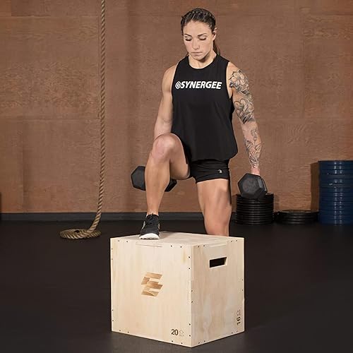 Miniatura 6 de Caja pliométrica de madera 3 en 1, caja de salto pliométrica antideslizante para saltar, saltar, salto de caja, sentadillas, inmersiones, esquinas