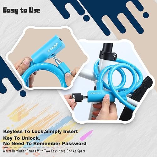 Miniatura 3 de Candado de bicicleta con revestimiento antiarañazos de PVC, bloqueo de cable de bicicleta con soporte de montaje, cable de bloqueo de bicicleta