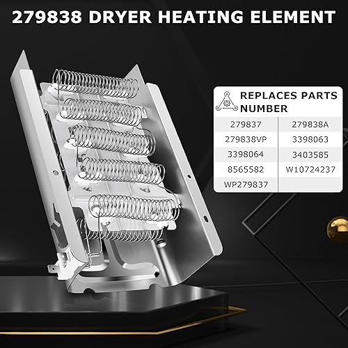 Miniatura 4 de W10724237 3403585 279838 Elemento calefactor de secador-para Whirlpool wed4815ew1 ned4655ew1 wed5000dw2 wed4616fw0 wed5100vq1 wed4950hw0 wed4950hw0