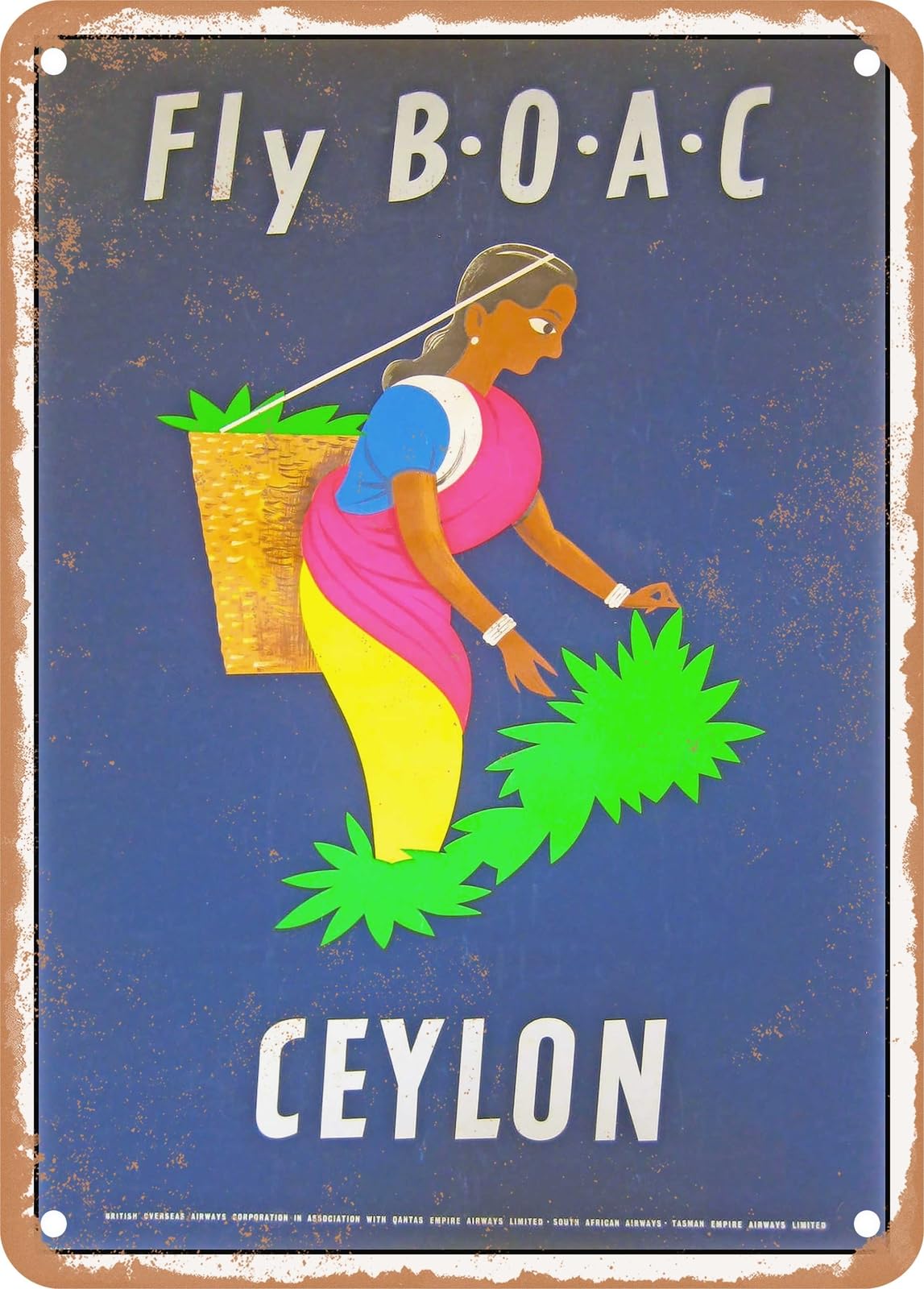 Miaomansenstore Metal Sign - 1953 Fly Boac Ceylon Vintage Ad Home Decor