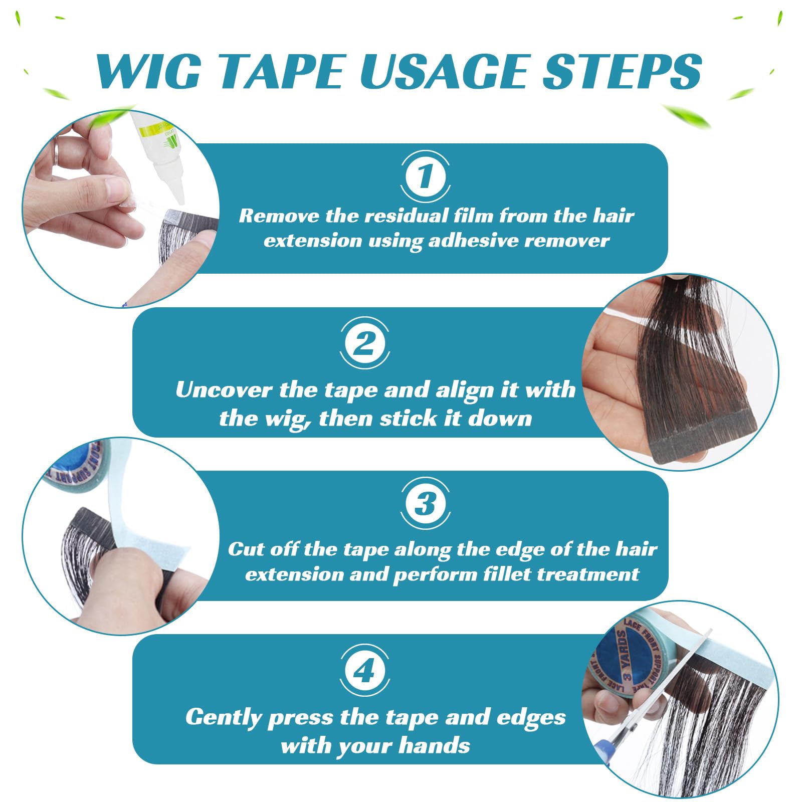 2 Rolls Hair Extension Tape, Blue Lace Front Wig Tape Double Sided, Clear Hair Tapes Anti-oil & Sweat, Strong Viscosity - Image 4