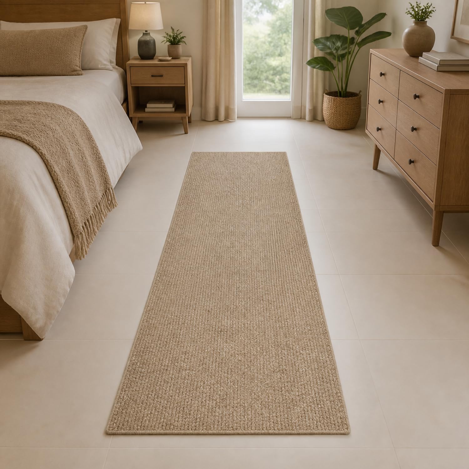 AAWAAS 2x10 feet Runner Reversible Flat Weave Rug for Living Room, Bedroom, Washable Carpet Runner for Hallway, Enrtyway — Indoor Outdoor Low Pile Mat - (Beige Mix, Rect)