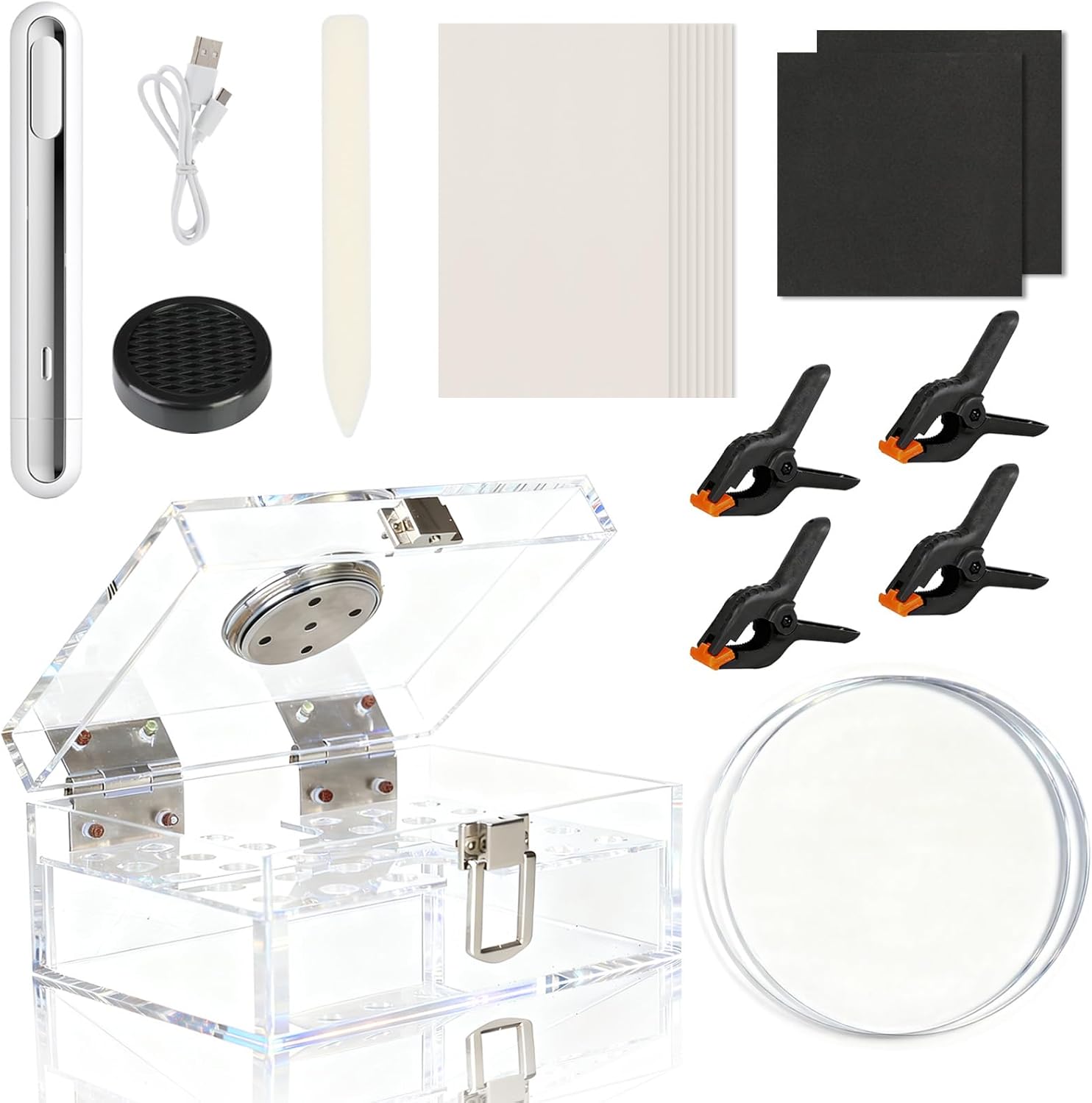 DEDC Card Cleaning Kit Flattening Restoration Repair Care Sport Card with Heat Pen, Acrylic Humidor and Accessories – Complete Solution for TCG Collectors and Enthusiasts Alpha