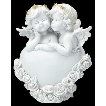 Engel Figur Putten mit Herz Bussi 15 cm Deko Engelchen Liebe