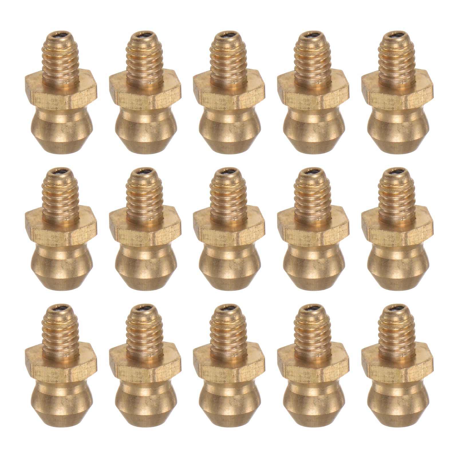 HARFINGTON 15pcs Brass Straight Grease Fitting M4x0.7mm Metric Thread Hydraulic Grease Nipple Accessories for Car