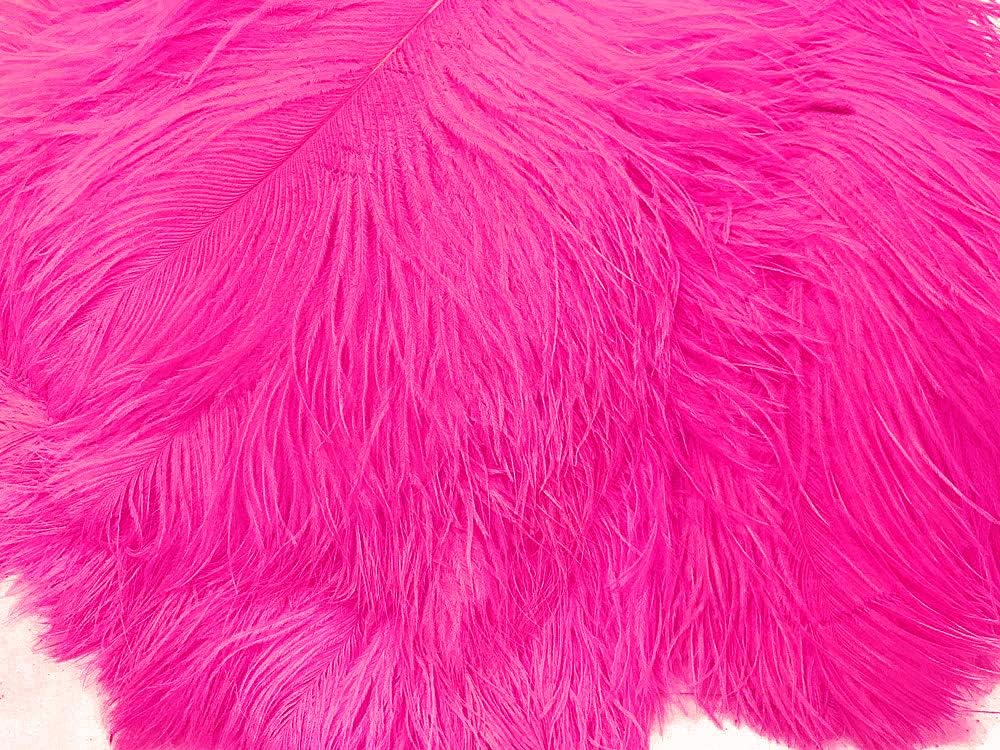 10 Pieces - 12-16" Hot Pink Dyed Ostrich Tail Fancy Feathers Centerpiece Costume Carnival Mardi Gras Supply | Moonlight Feather