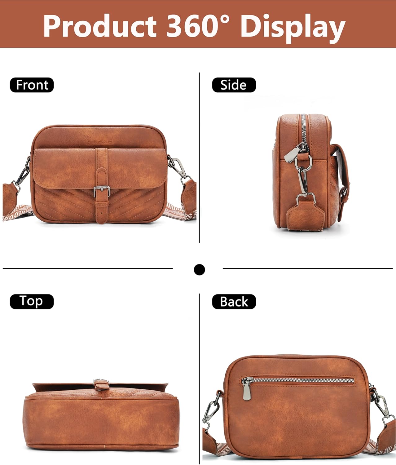 Small Quilted Leather Crossbody Purse for Women Vegan Shoulder Handbags Built-in RFID Multi-Pocket with Retro Wide Strap | Shoulder Strap, Built-in RFID Pocket