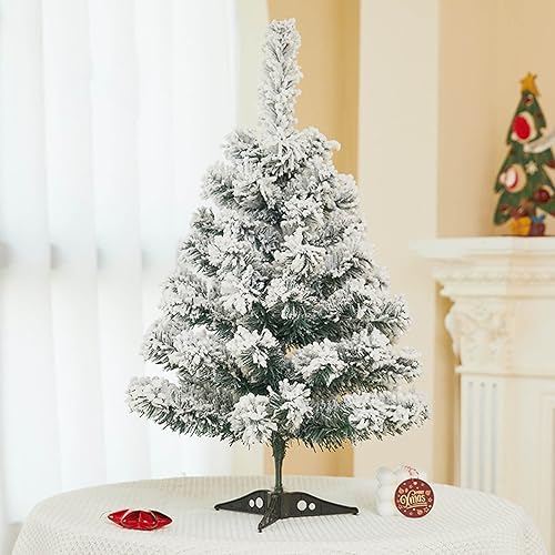 Árbol de Navidad flocado de nieve árbol de pinos artificiales con bisagras de alta calidad soporte de metal y 200 puntas de ramas exuberantes