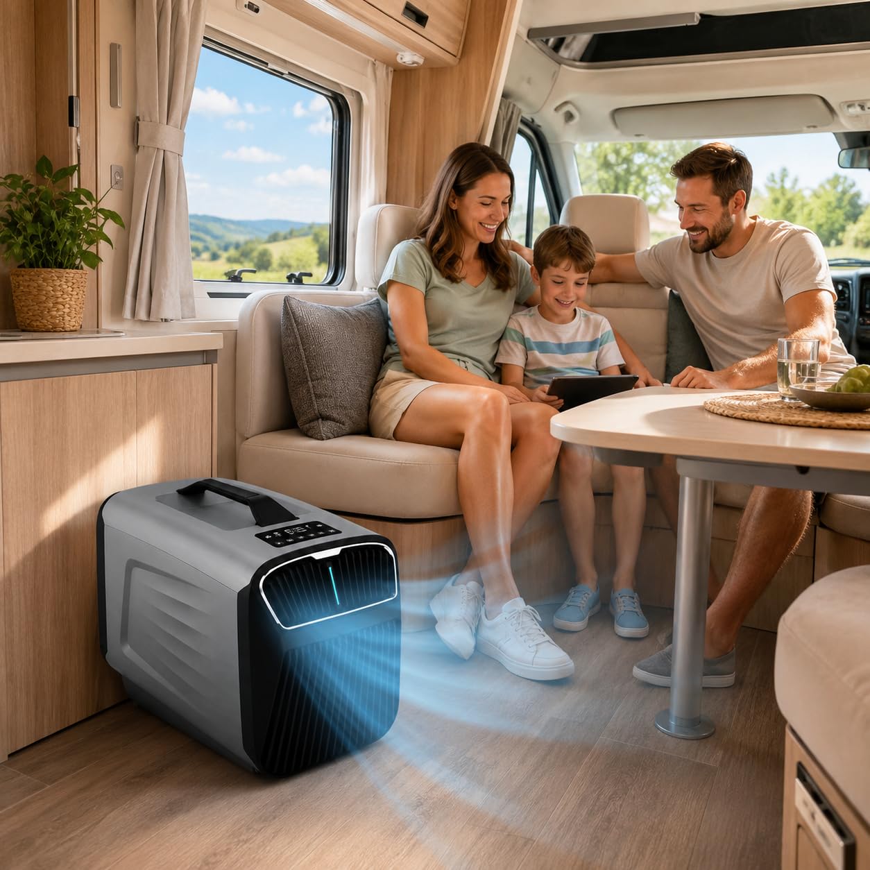 Camping Air Conditioner 12V 24V Portable DC Cooling Unit – Mobile Air Conditioner for RV, Tent & Travel, 5200 BTU with Cooling, Dehumidify, Fan, Sleep Mode & 24h Timer, for Family Camping Grey-24V