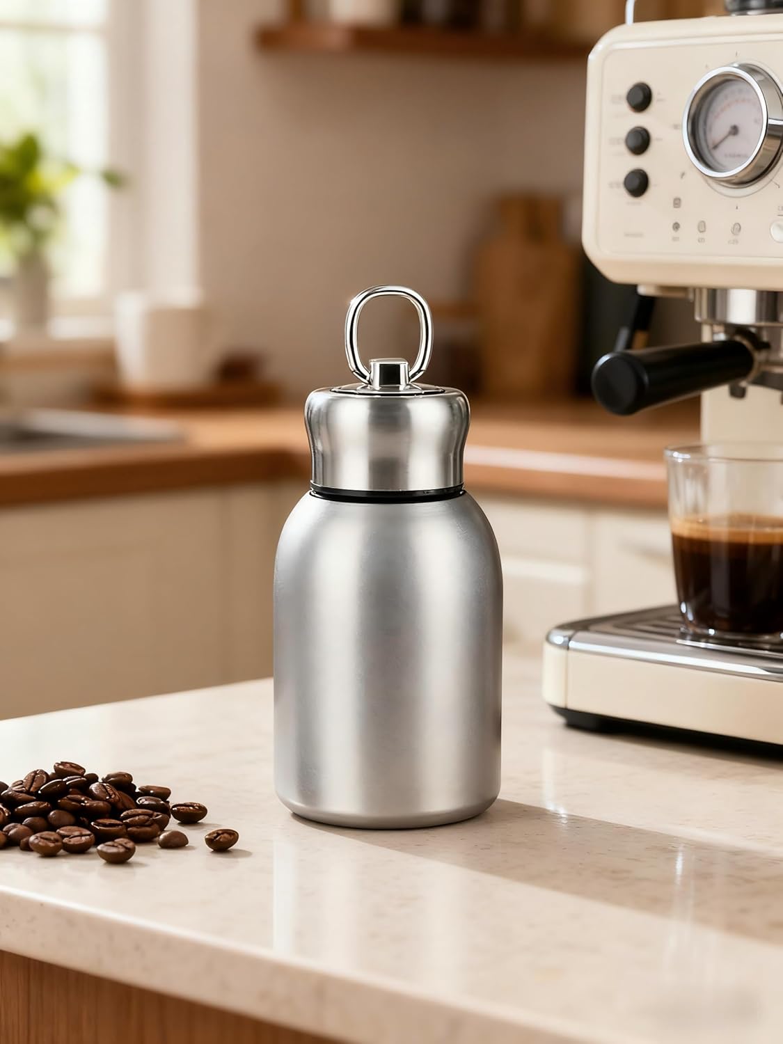 Mini 10.2 oz, Small Vacuum Insulated Water Bottle & Thermal Flask for Hot & Cold Drinks, Stainless Steel Travel Mug, Silver | Termo Para Cafe - Image 4