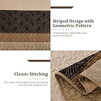 Vista 4 de Juego de edredón bohemio tamaño Queen, juego de colcha a cuadros a rayas, juego de ropa de cama de microfibra suave con 2 fundas de almohada de 96 x