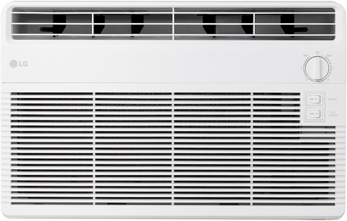 LG 5,000 BTU Window Air Conditioner, Cools 150 Sq.Ft. (10' x 15' Room Size), Quiet Operation, 2 Cooling & Fan Speeds, 2-Way Air Deflection, Washable Filter, 115V | 115V, 2 Cooling and Fan Speeds, 2-Way Air Deflection, Washable Filter, Quiet Operation, Rooms up to 150 Sq.Ft.