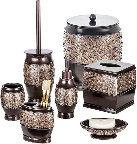 Miniatura 5 de Creative Scents Dispensador de jabón marrón para baño, dispensador de loción decorativo con bomba a juego duradera para encimera, dispensador de