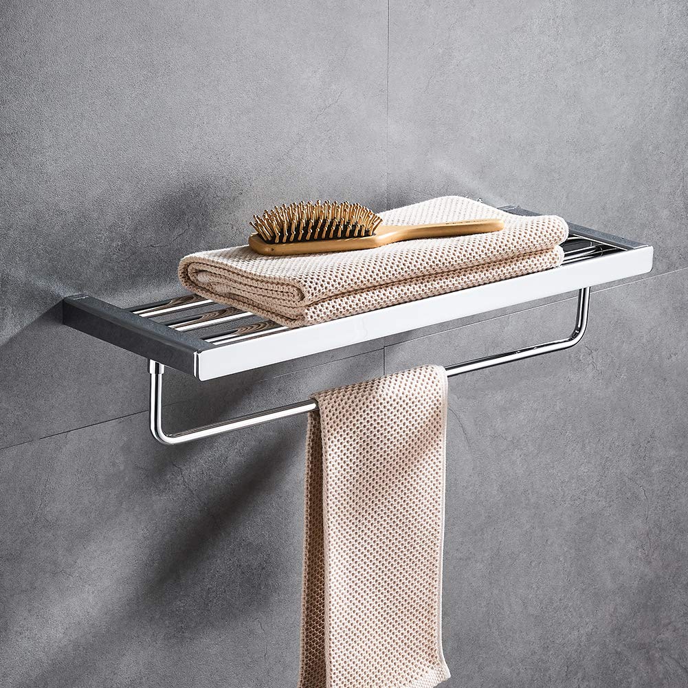 Ibergrif Plinto, Wall Toallero Múltiple Cuadrado, Estantes de Latón, Repisa de Baño, Plata