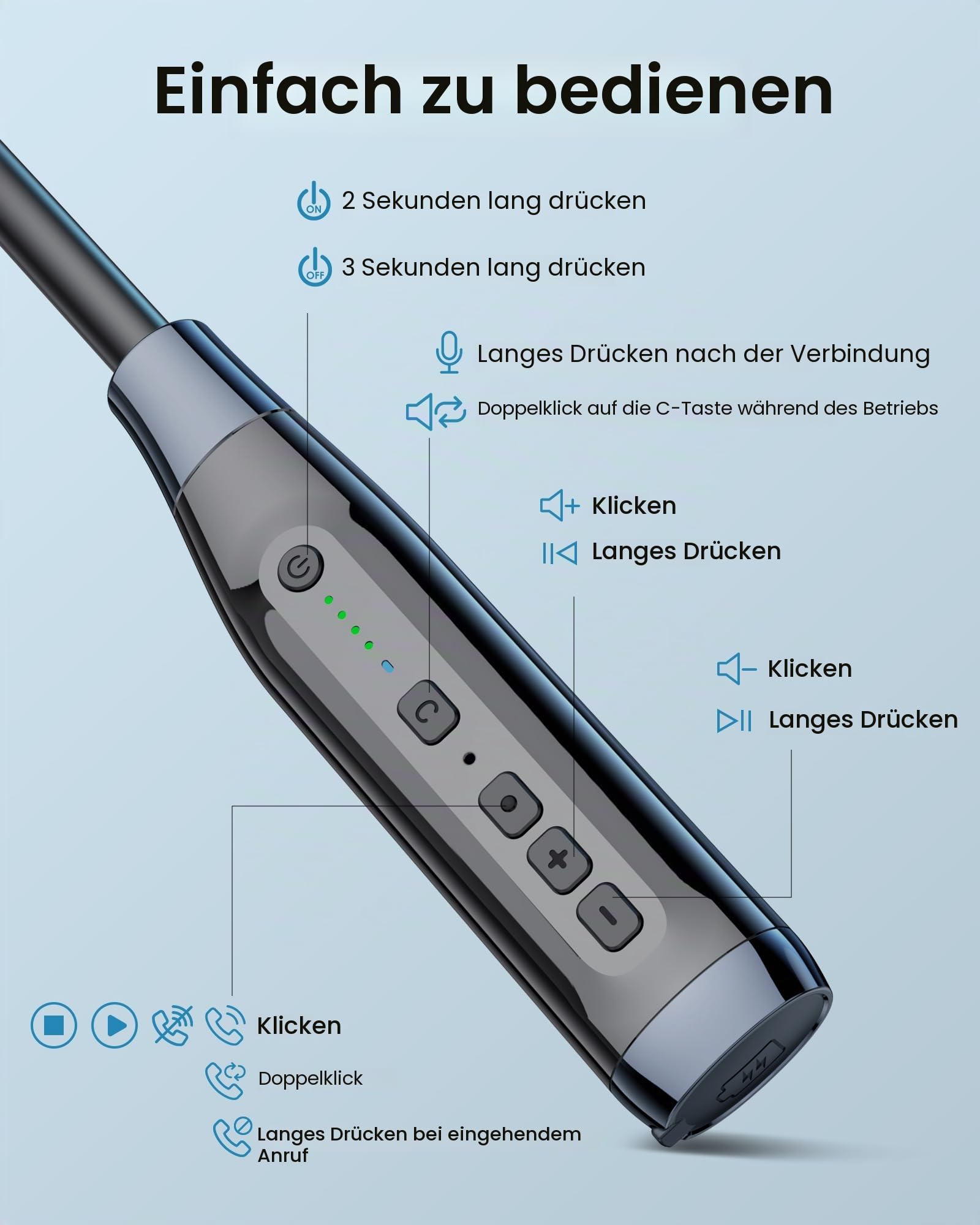 LAMA Bluetooth 5.4 Kopfhörer Sport Ohrhörer 100h Spielzeit Noise Cancelling Ohrhörer IPX5 Wasserdicht Kopfhörer In Ear Headset mit Batterieanzeige Mikrofon Nackenbügel Magnetisches Earbuds