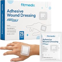 FitMedix Adhesive Wound Dressings (6cm x 7cm) - Pack of 25 - Sterile Dressings for Wounds, Cuts, Grazes, Diabetic Leg Ulcers, Venous Leg Ulcers & Small Pressure Sores - Plasters for Wounds