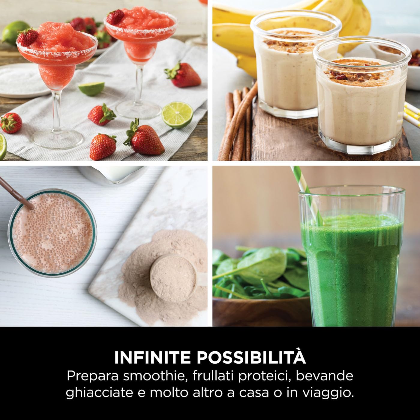 Ninja Blast Frullatore Portatile, 530 ml, con Coperchio e Beccuccio, Mini Frullatore Senza Fili, Ricaricabile, per Frullati, Trita Ghiaccio e Frutta Congelata, Ciliegia, BC151EUCR