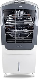 Hindware Smart Appliances Vectra Plus 70L | Desert Air Cooler with Woodwool Pads, Inverter Compatible, Castor wheels and motorized air flow control & High Air Delivery (White & Grey)
