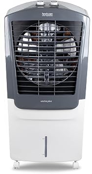 Hindware Smart Appliances Vectra Plus 70L | Desert Air Cooler with Woodwool Pads, Inverter Compatible, Castor wheels and motorized air flow control & High Air Delivery (White & Grey)