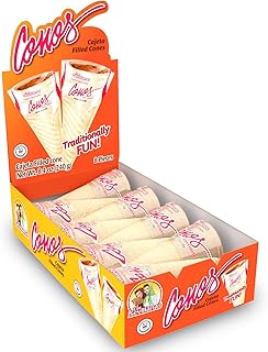 Las Sevillanas Cajeta Filled Wafer Cones – Traditional Mexican Candy, Sweet Dessert Treats - Dulce de Leche-Caramel Sauce | Crispy Waffle - Perfect for Snacks, Desserts, and Parties - 8.4 Oz/240 g (Pack of 1)